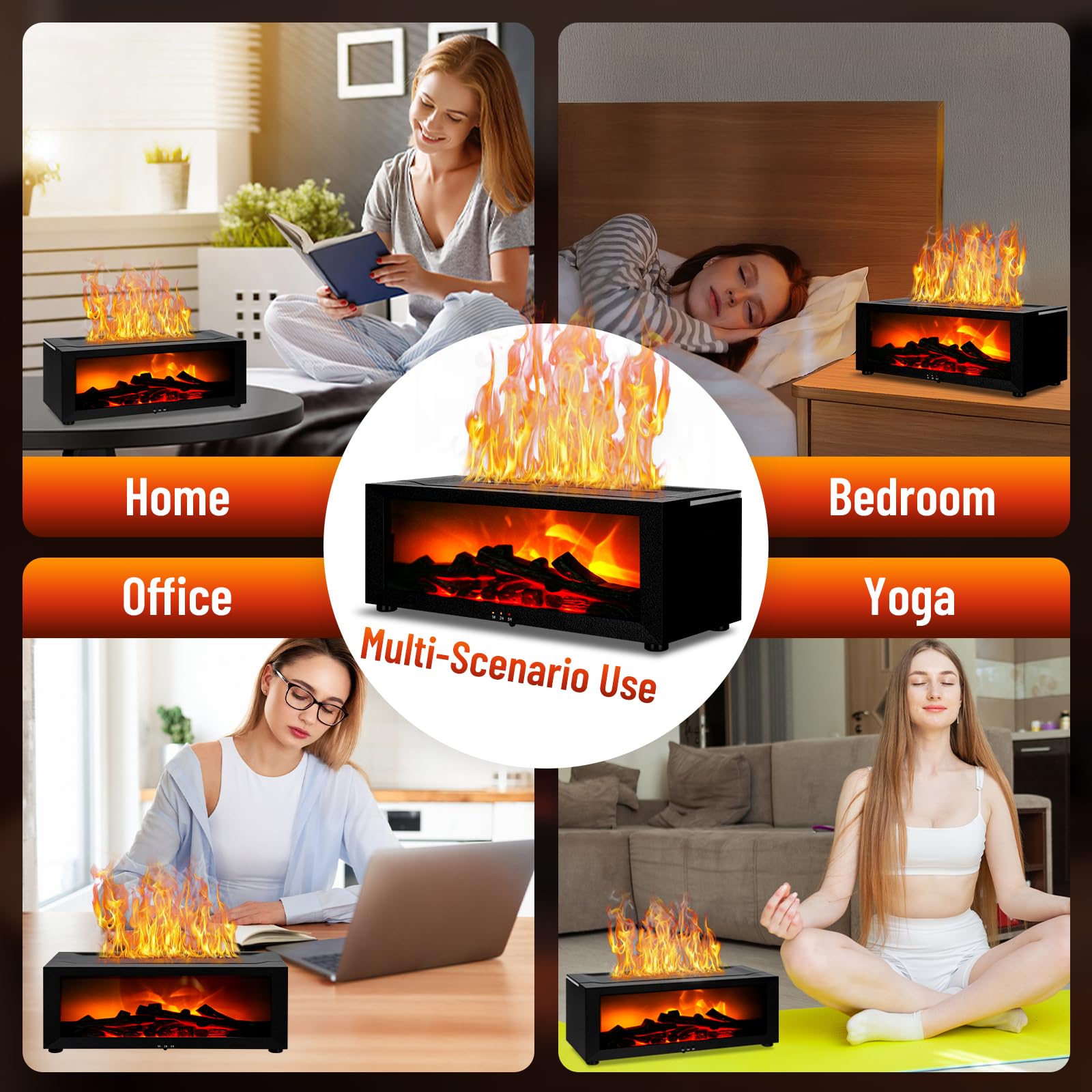 Diffusore di Oli Essenziali con Fiamma 3D – Diffusore di Aromi,Umidificatore Silenzioso da 150 ml con Telecomando,Luce LED a 7 Colori,Lampada Notturna per Camera da Casa,Ufficio,Idea Regalo