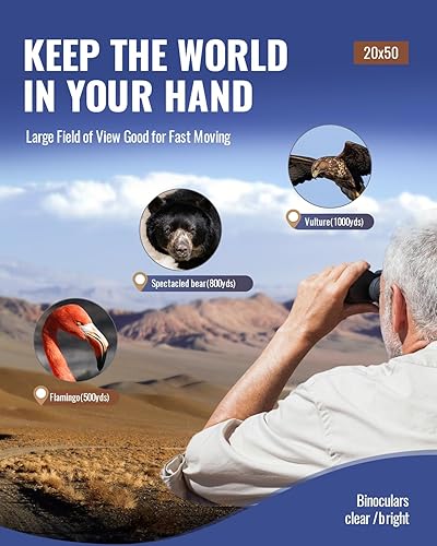 Miniatura 2 de Prismáticos para adultos, prismáticos HD de alta potencia de fácil enfoque, ocular grande impermeable para observación de aves, viajes, caza,