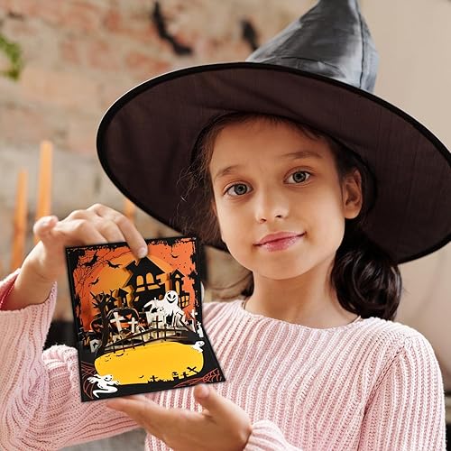Miniatura 6 de Magic Ants Spooky Night - Tarjeta de felicitación de Halloween emergente en 3D, tarjeta de Halloween, diseño de casa embrujada, murciélagos y
