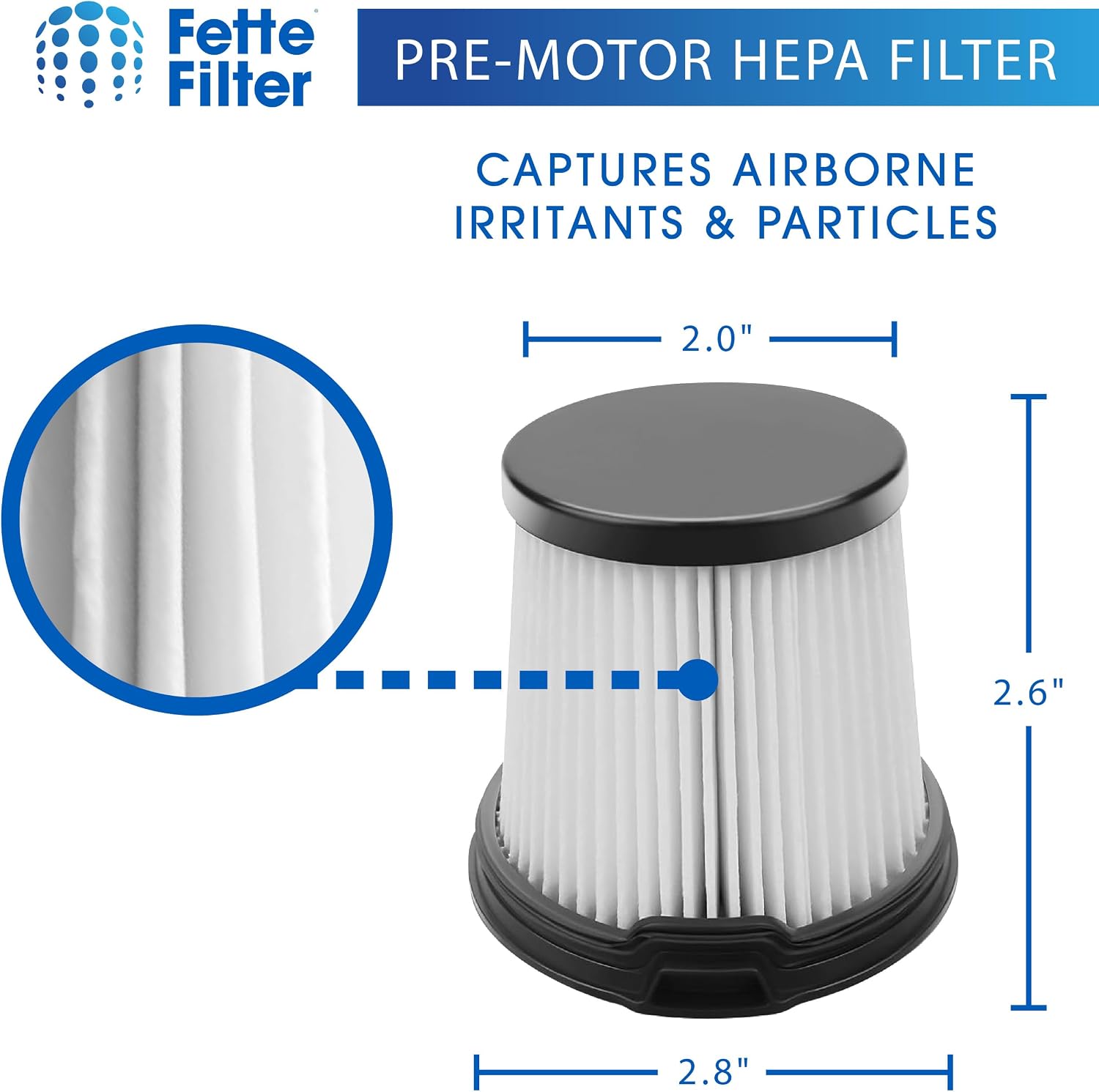 Fette Filter - XPRFIW1000 Replacement Hepa Filter compatible with Shark IW1111 Detect Pro Cordless Stick Vacuum Hand Vac Pre-Motor Filter Part # XPRFIW1000 4-Pack