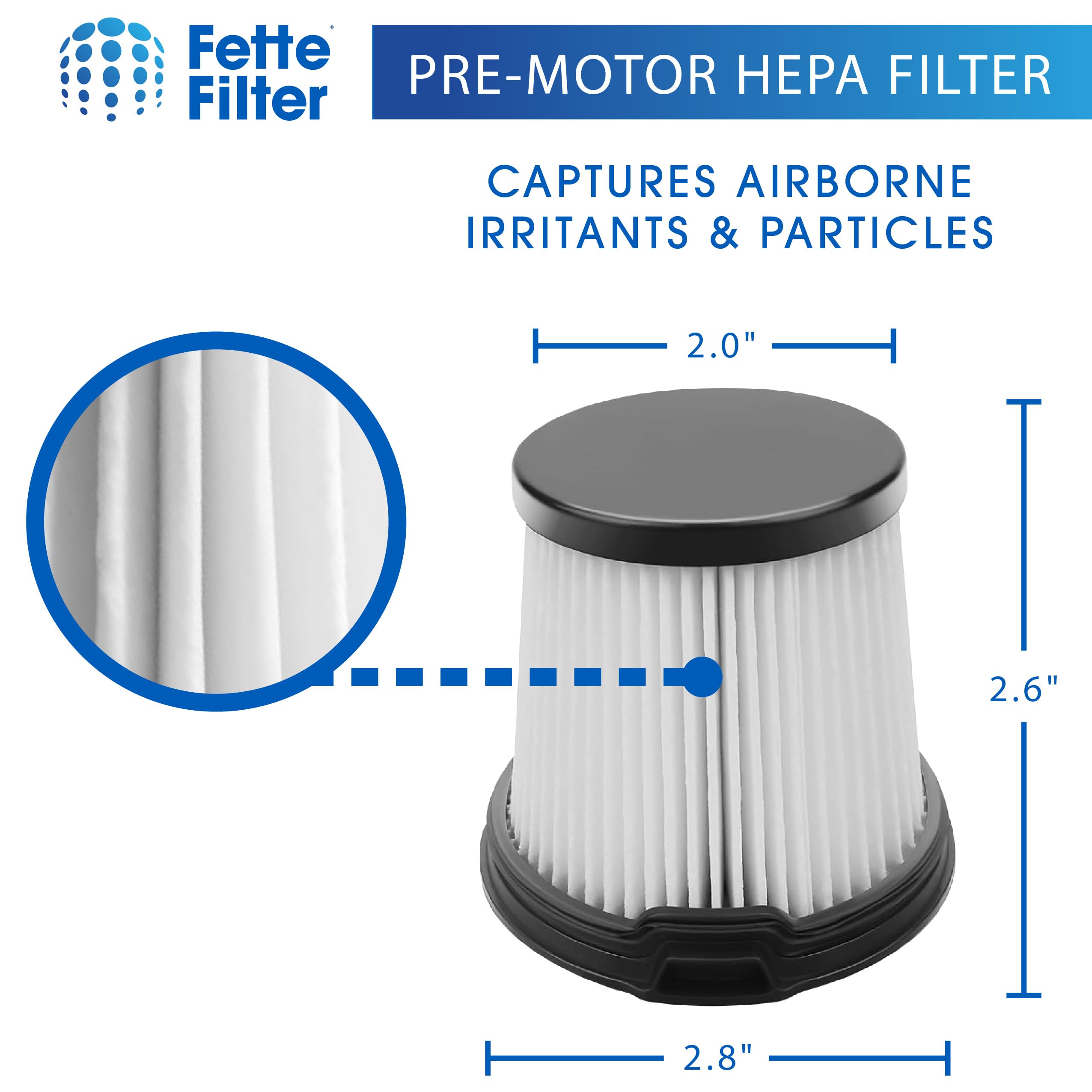 Fette Filter - Filtro Hepa de repuesto XPRFIW1000 compatible con Shark IW1111 Detect Pro Wireless Stick Vacuum Hand Vac Pre-Motor Filter Part # XPRFIW1000 4 unidades.