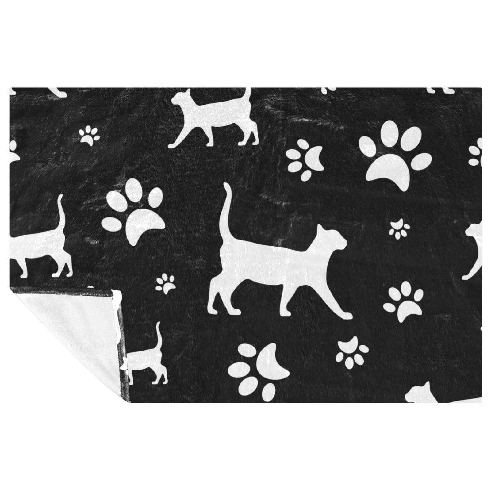 Couverture lit anti-courants d'air imprimé chat blanc drap de canapé 150x100