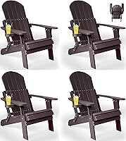 Vista 17 de Silla Adirondack plegable, sillas de plástico resistentes a todo tipo de clima, con soporte para tazas, se pliega o despliega fácilmente en 1
