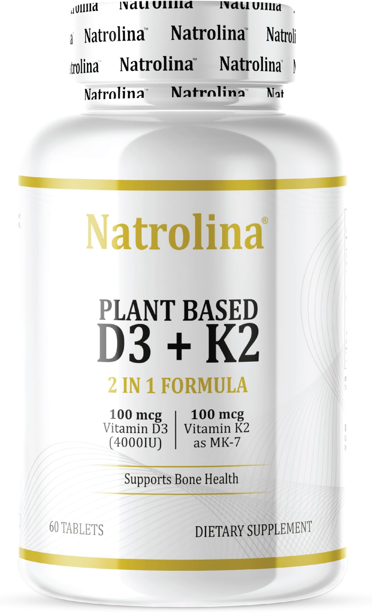 Plant-Based Vitamin D3 + K2 Supplement - 60 Tablets | Enhances Immune Defense, Cardiovascular and Brain Health | Strengthens Bone Density, Muscle Function & Calcium Absorption | Non-GMO