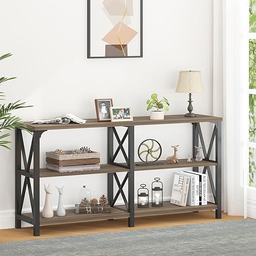 Miniatura 18 de LVB - Mesa de sofá de estilo granja, mesa consola rústica para sala de estar, mesa de entrada con almacenamiento, mesa de entrada para vestíbulo,