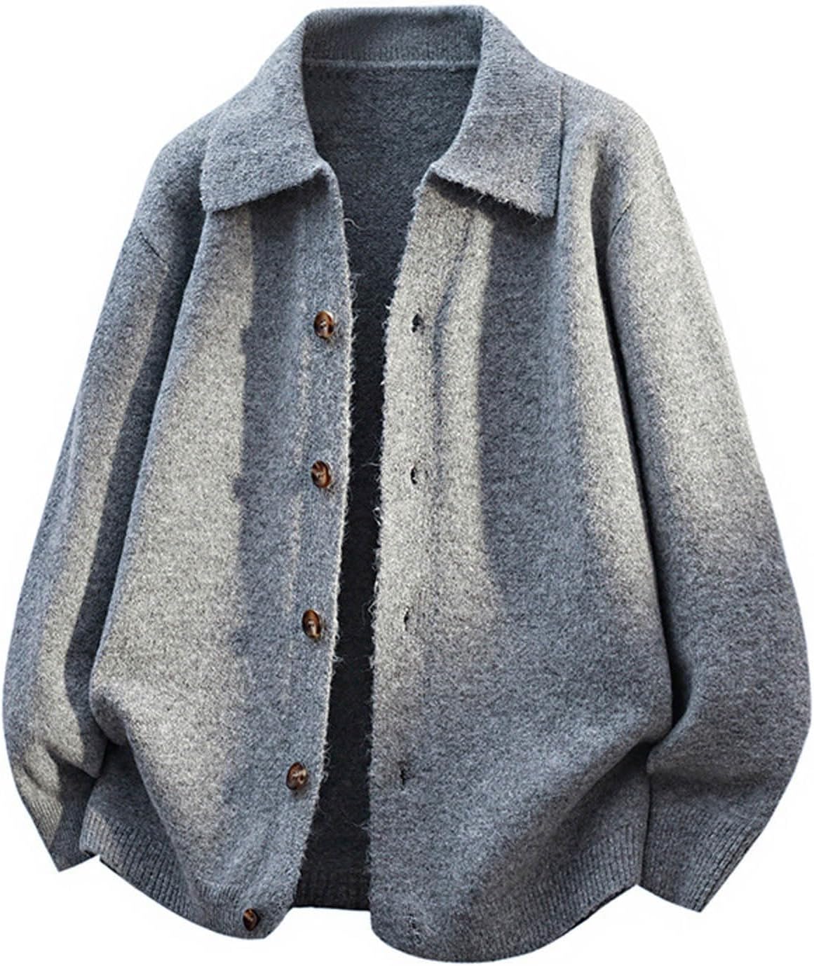 Mens Knit Shacket Button Down Oversized Cardigan Winter Coat