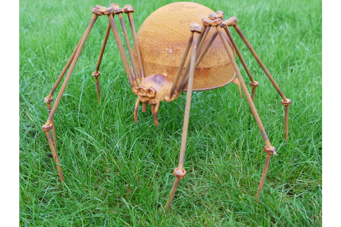 Maisonica Huge 35Cm Spider Garden Ornament Accessory Distressed Rusty Metal Iron