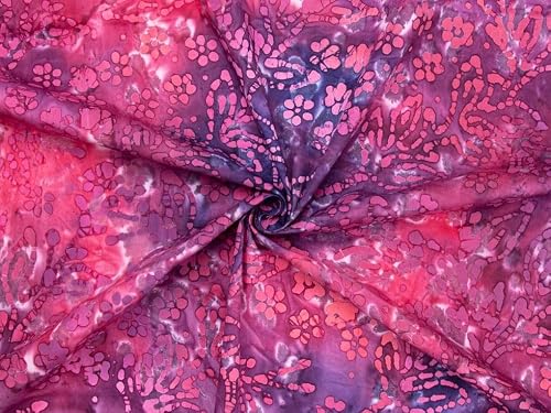 Minerva Pink Plum Cotton Batik Fabric for Dressmaking & Quilting - 110cm Wide - per metre