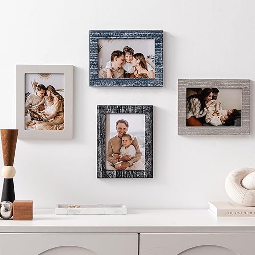 Miniatura 7 de eletecpro Juego de 4 marcos de fotos de 5 x 7 pulgadas, diseños de madera, decoración de pared, marcos de mesa y pared, marcos verticales y