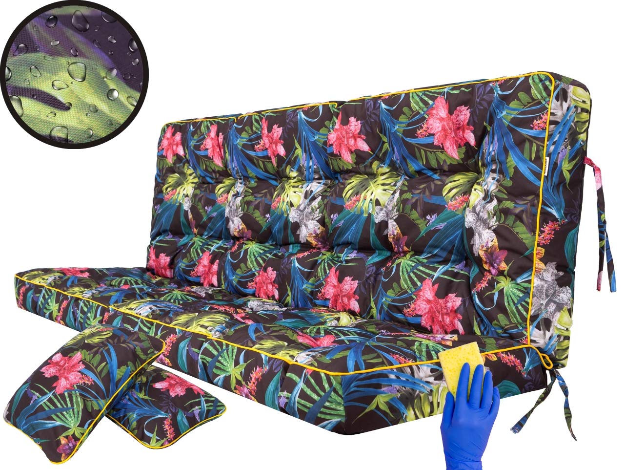 Cuscino Per Dondolo Hollywood E Panca Da Giardino, Seduta E Schienale, Larghezza 180 Cm, Colore Prato Verde, Certificato Oeko-Tex