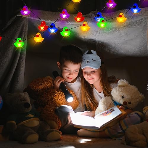 Miniatura 5 de Deekin Guirnalda de luces LED de goma con forma de pato de 100200 luces LED para árbol de Navidad, pato, funciona con pilas, luces decorativas para