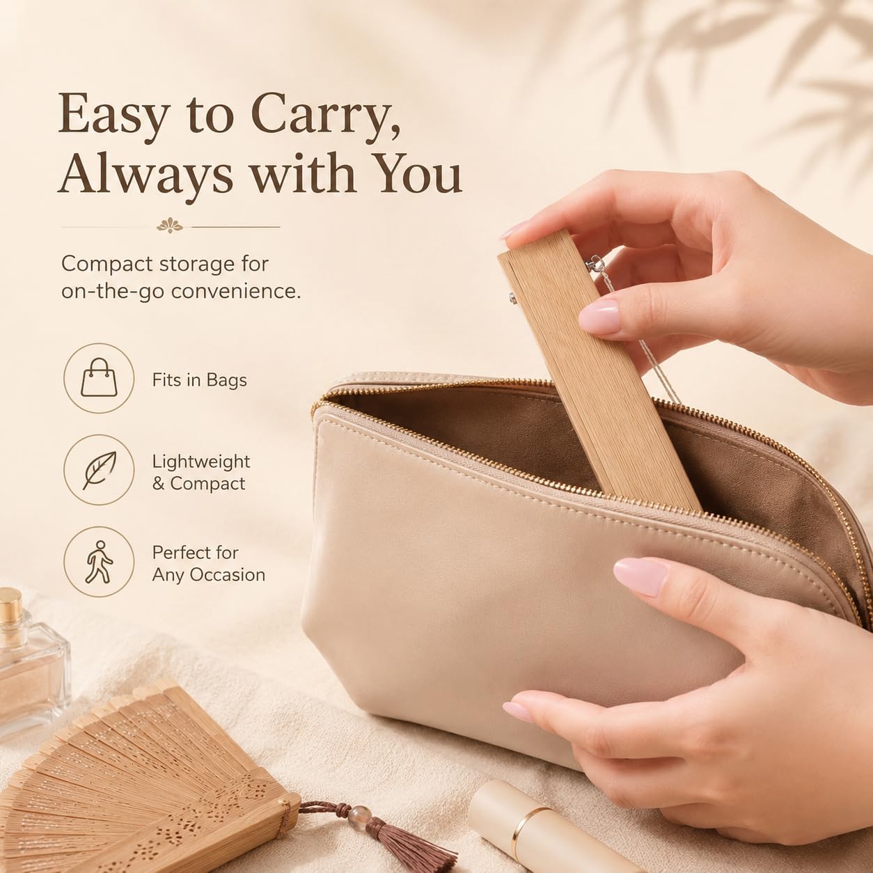 NUOBESTY Bamboo Folding Fan 12.5 Inch Vintage Hand Held Fan for Women Portable Foldable Hand for Summer Weddings Parties and Home Decoration