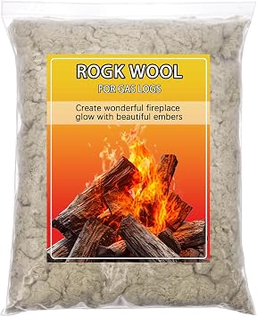 Rock Wool for Gas Log, 6 oz/Bag,Gas Fireplace logs Compatible with NG and LP Gas appliances,Creating a Realistic and Vibrant Flame Effect