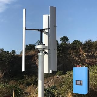 1000W Vertikale Windkraftanlage, 3-Blatt-Windturbine, 12V/24V/48V Windgenerator, Hocheffiziente Windkraftanlage mit Netzgekoppelter Wechselrichter Ausgestattet wifi (Wechselrichter, 48V)