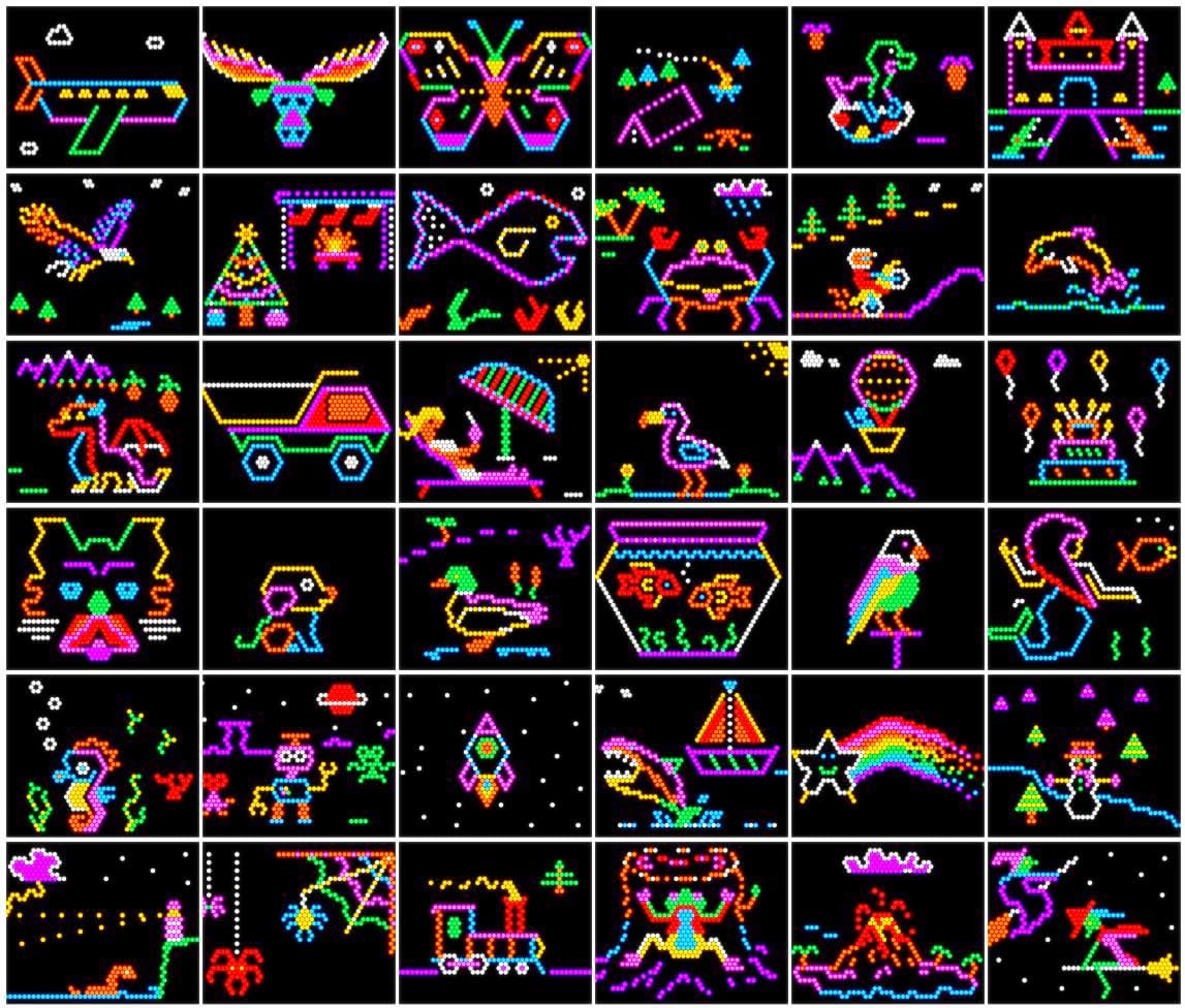 Starter Pack #1- Template Pattern Paper Refill Sheets for Lite Brite Ultimate Classic - (36 Pack - 7"x8")