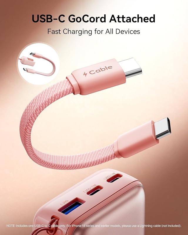 Baterie externă ultra-compactă INIU 10000 mAh, mini, 45 W, încărcător portabil cu cablu USB-C și afișaj LED albastru, ideală pentru călătorii și zboruri cu avionul