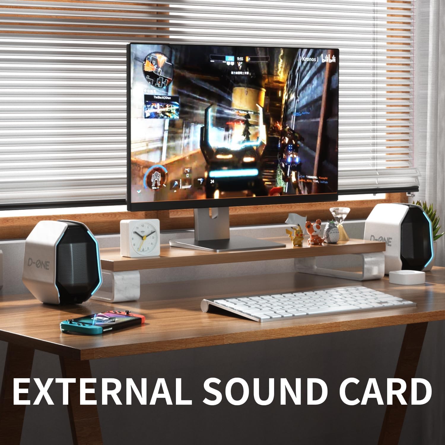 Computer Speakers for Desktop PC, Gaming PC Speakers for Desktop – USB-C, Bluetooth 5.3, 3.5mm AUX, AC Powered External Audio with Rich Stereo bass, Laptop/Mac, RGB Lights, White, 30W - Image 7