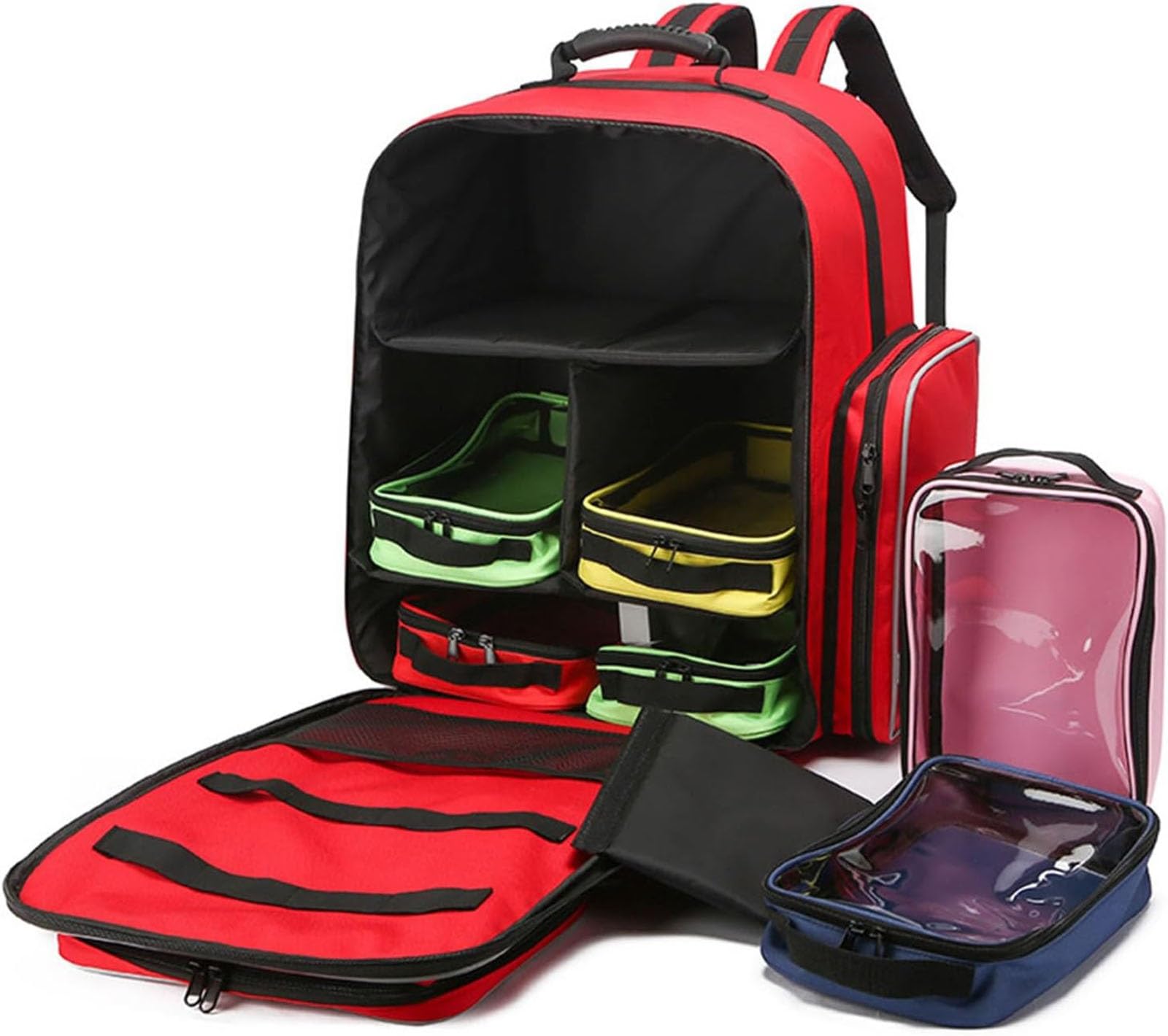 Zaino professionale di pronto soccorso vuoto, kit di emergenza, borsa medica, borsa per il primo soccorso con divisori interni per infermiere domiciliare, assistenza comunitaria, EMT, EMS