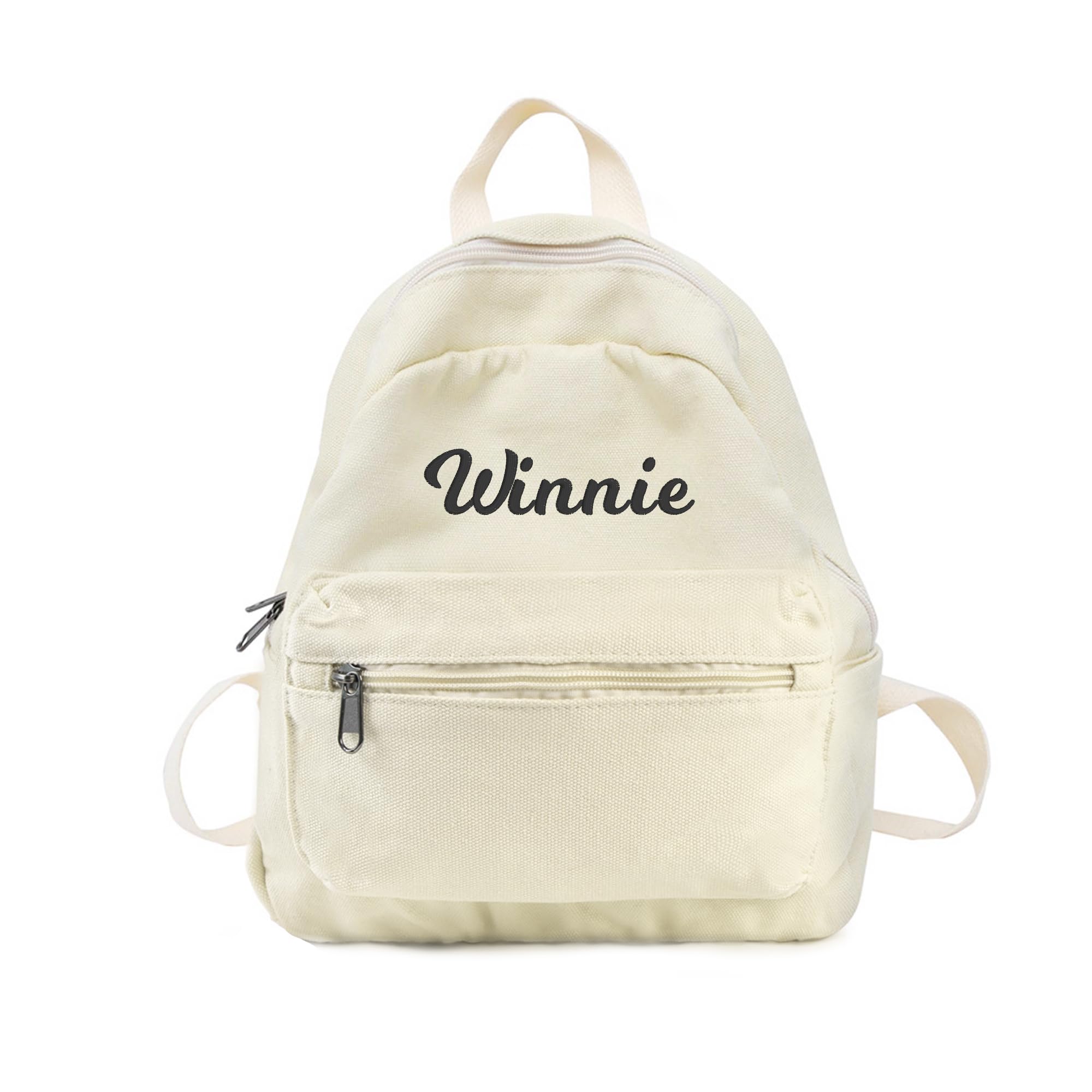 MT WORLD Small Daycare Backpack Personalized Toddler Backpack with Embroidered Name - Custom Canvas Backpacks for Baby Boy Girl - Monogram Mini