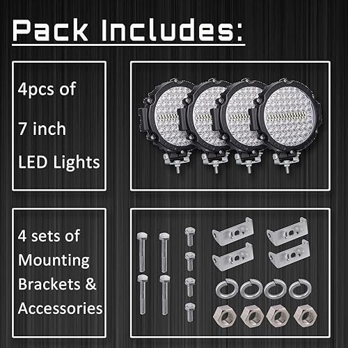 Miniatura 8 de Luces antiniebla LED redondas de 7 pulgadas, 210 W, 10000 lm, luces de trabajo LED para camión, Jeep, ATV, UTV, RV, SXS, faros delanteros de