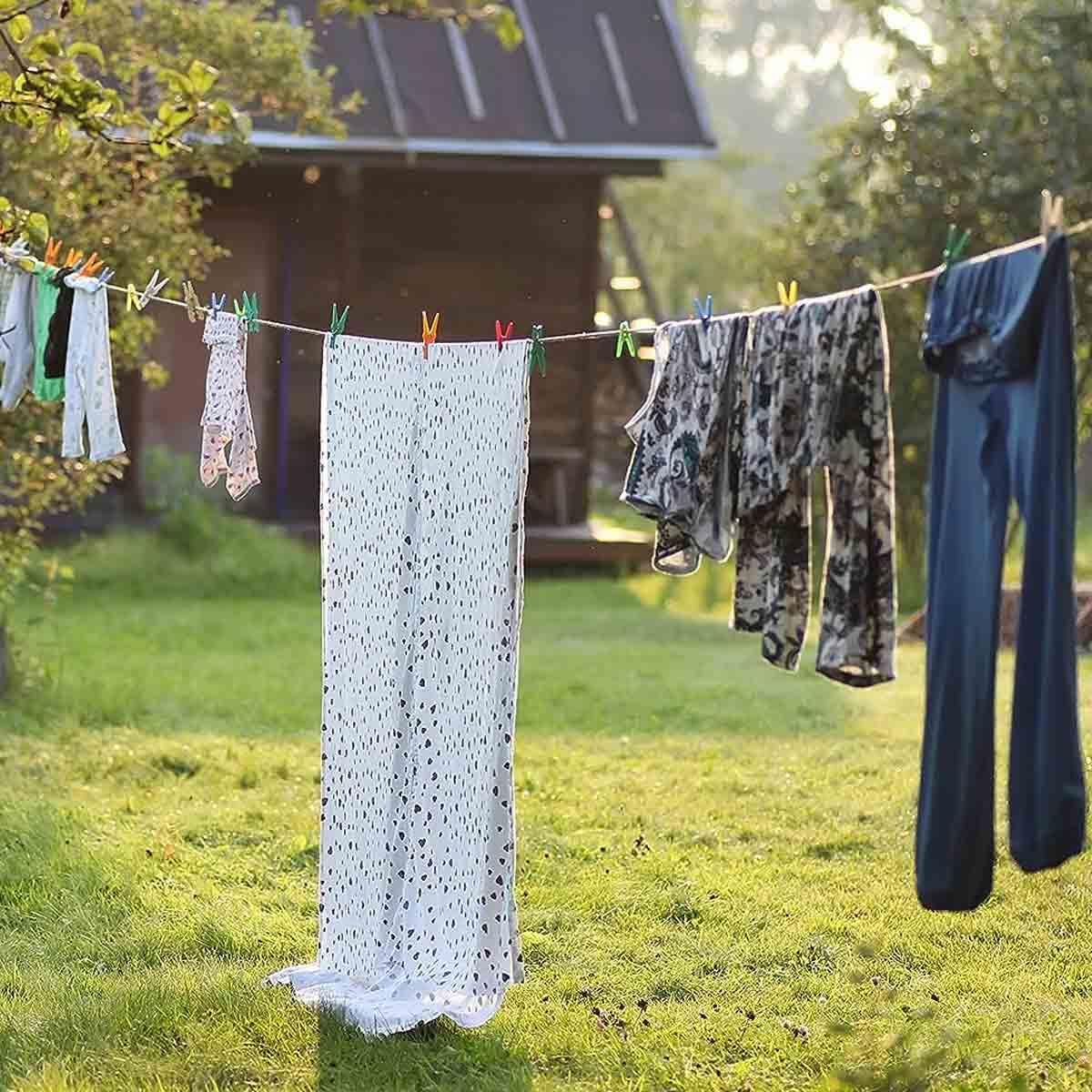 Madowl Waslijn Winddicht Outdoor 5m/ 16.4ft, Draagbare Kleding Droogtouw Nylon Kleding Lijn String Outdoor, Winddicht Waslijn voor Camping Reizen Hanger of Thuisgebruik
