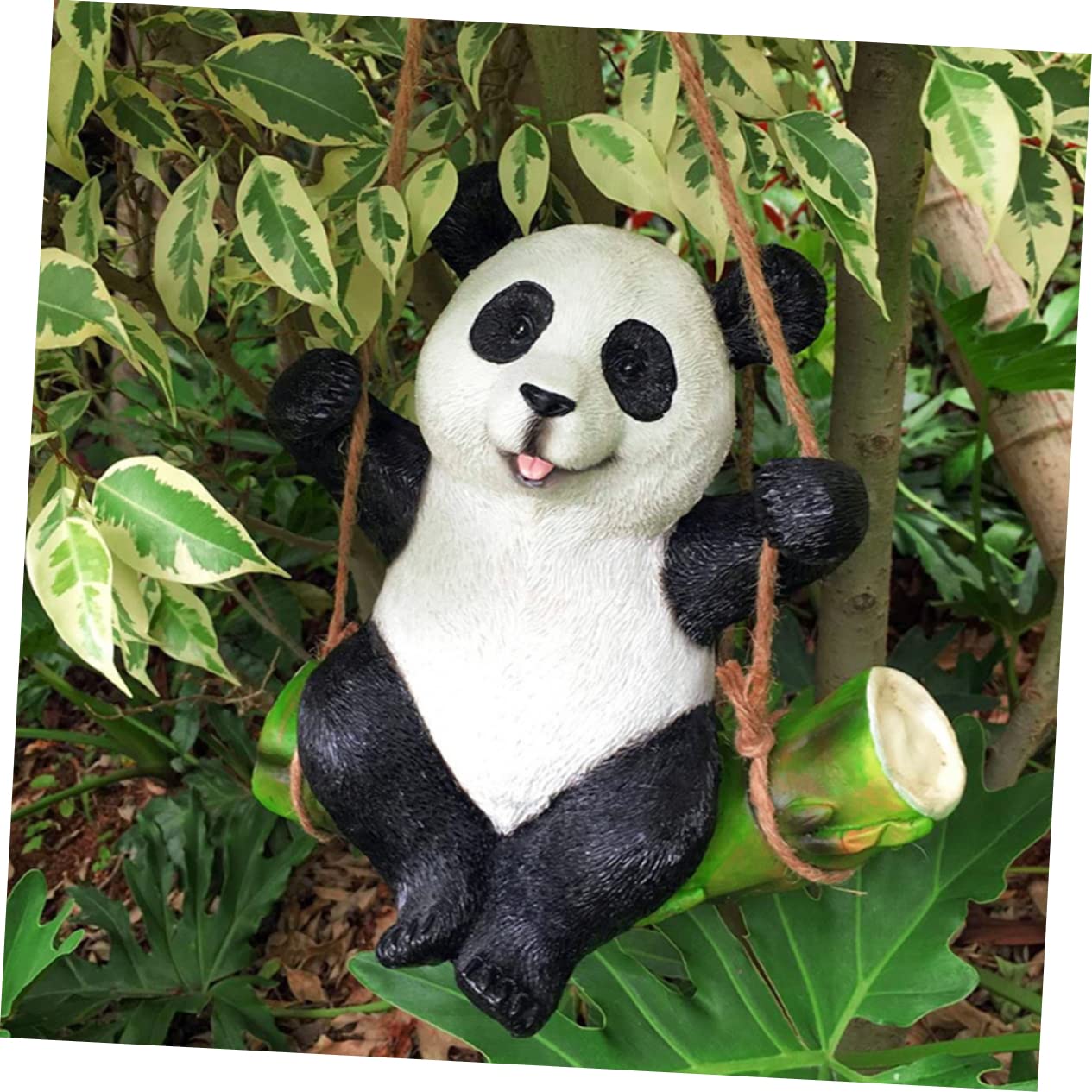 Toddmomy Estatua de Resina para Jardín Estatua de Animal Panda Columpio Decoración Resistente a La Intemperie para Patio