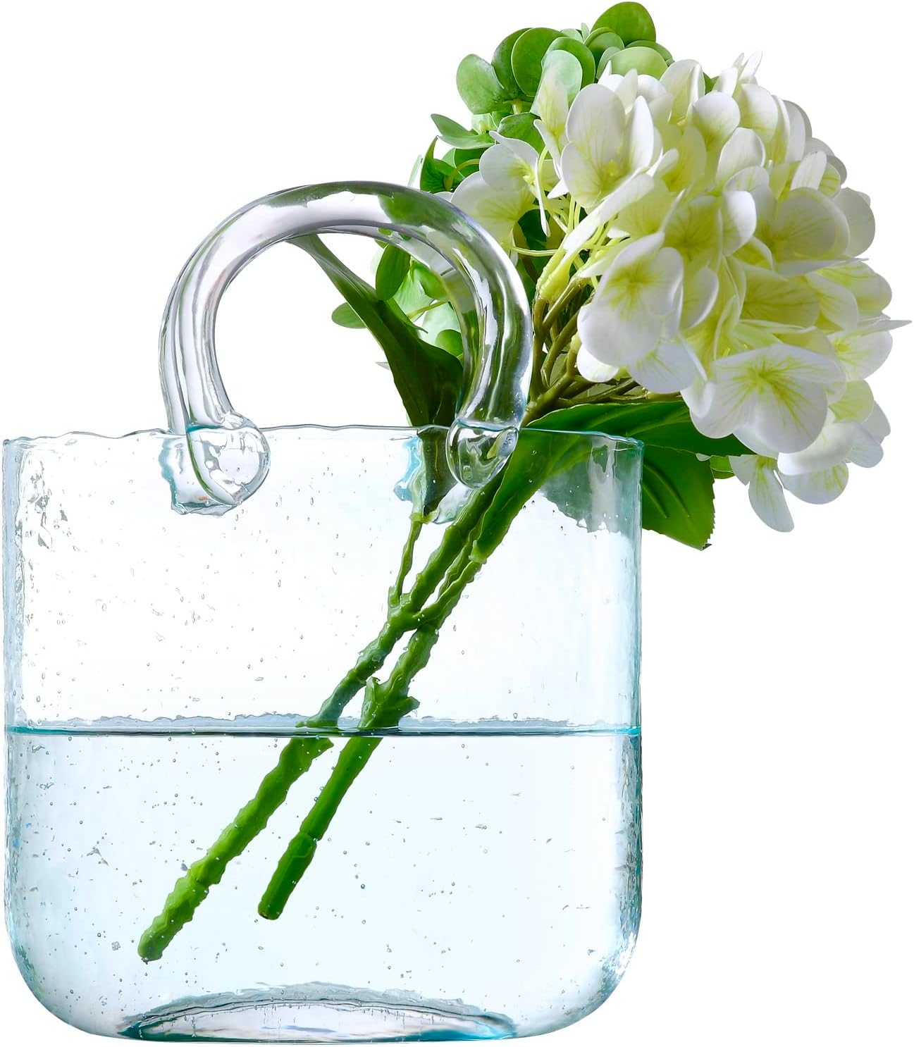 Dinyeo Unique Large Blue Bag Glass Vase for Flower Farmhouse Centerpieces Decor