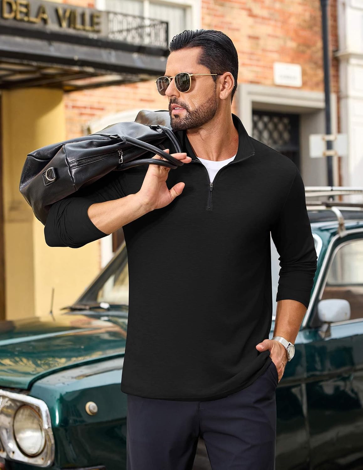 COOFANDY Mens Quarter Zip Pullover Long Sleeve Golf Pullover Lightweight image 2