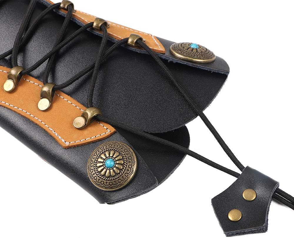 Huntingdoor Archery Arm Guards Leather Arm Guard Adjustable Forearm Guard Protective Gear Gauntlet Cuff Medieval Bracers for Hunting Shooting : Adult Longbow : Sports & Outdoors