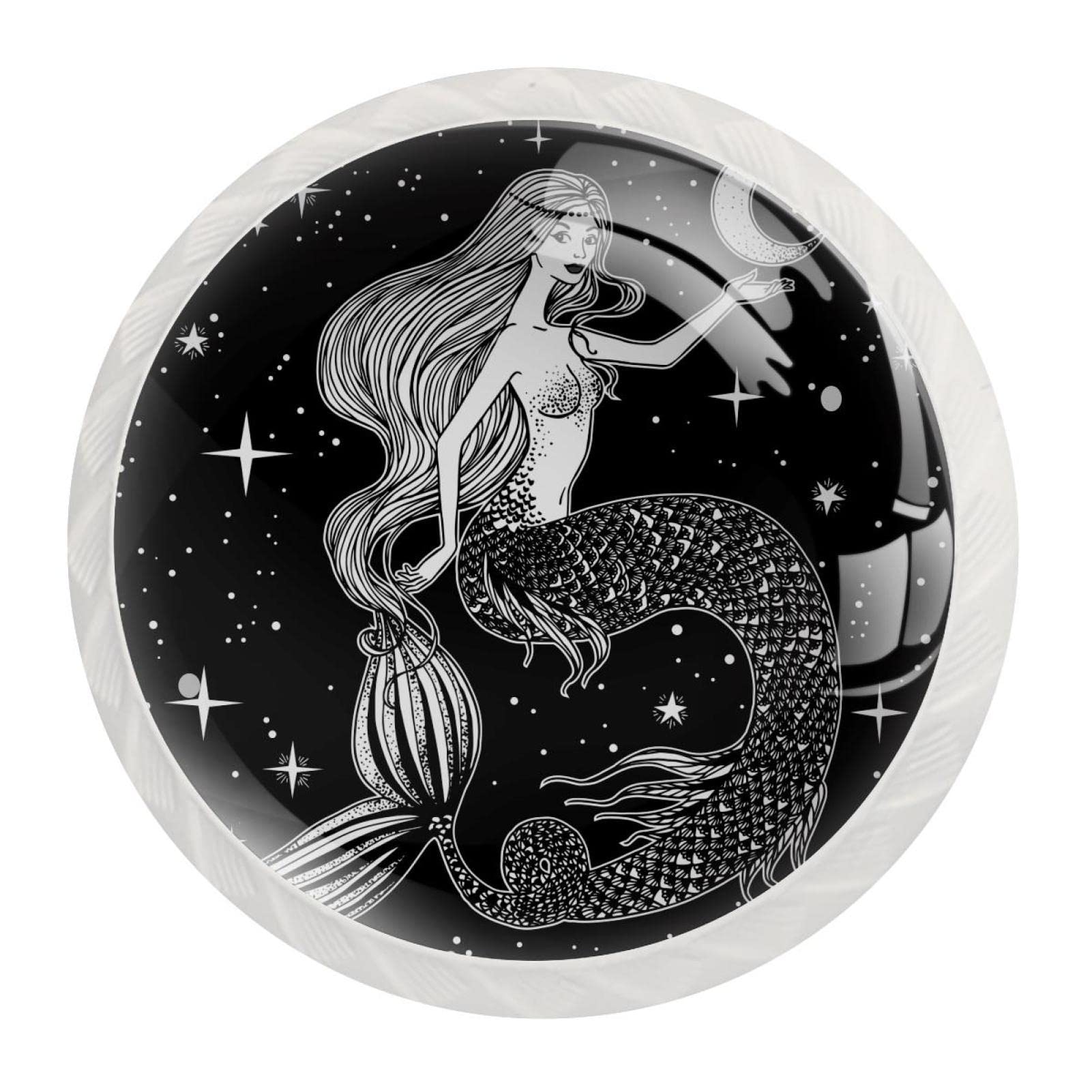 Boutons de tiroir sirène et lune lot de 12 poignées commode art