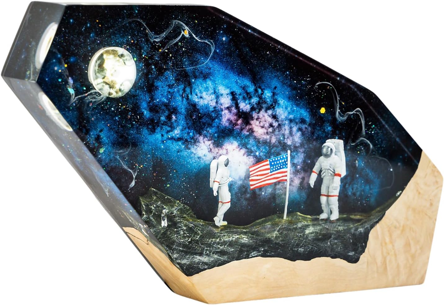 Conquer the Universe Lamp Interstellar Resin Night Light, Space Resin Night Light with Astronaut Rocket, Spacecraft Lamp, Astronaut Lamp, Resin Universe Lamp, Galaxy Night Light (6x4 inch)