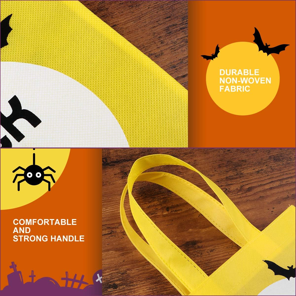BESTonZON 20PCS Halloween Tote Bags, Halloween Treat Bags, Trick or Treat Bags for Kids, Halloween Goodie Bags, Halloween Basket Party Goodie Candy Bags with Handle Favor Bags for Halloween