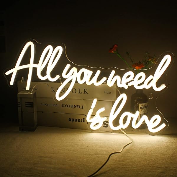 All You Need is Love Neon Sign, Warm white Neon Signs for Wedding, LED Light Up Sign for Bedroom, Livingroom, Engagement, Wedding Decor - 1
