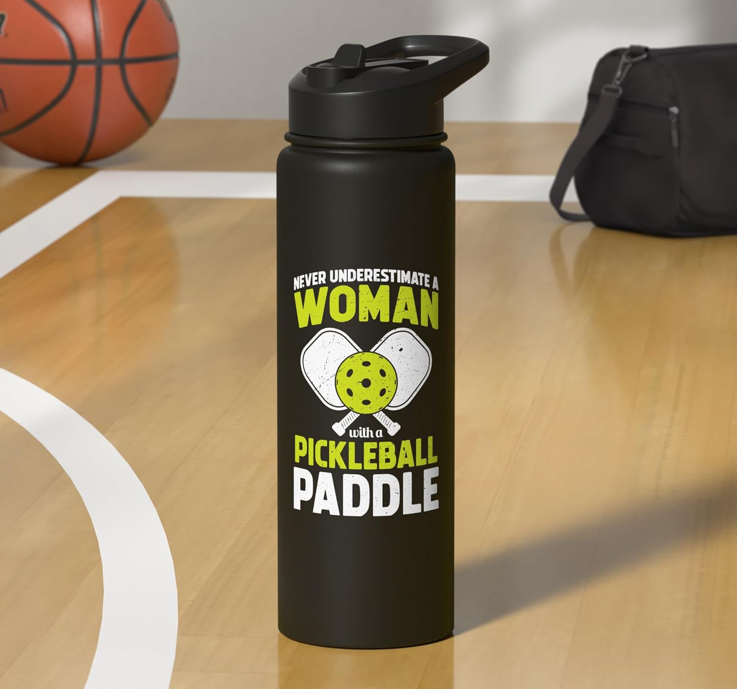Pickleball Woman Funny Pickleball Player Stainless Steel Insulated Water Bottle - Image 7