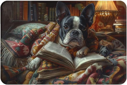 Boston Terrier Print Bath mat Super Absorbent Doormats Non Slip Indoor Bathroom Rugs Machine Washable Carpet, 15.7" X 23.5"