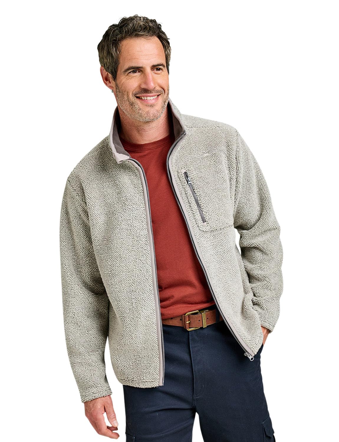 Pegasus Men's Grey Warm Fleece Lined Jacket With Zip Front L
