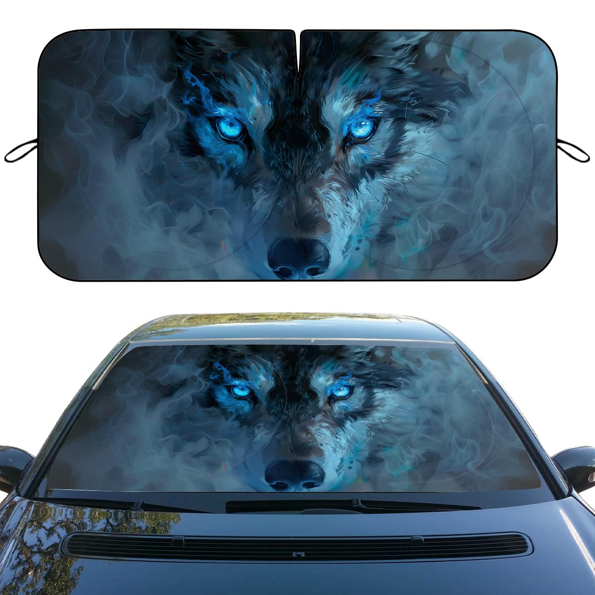 Amazon.com: Wolf Car Front Window Sun Shield Misty Blue Eye Cool