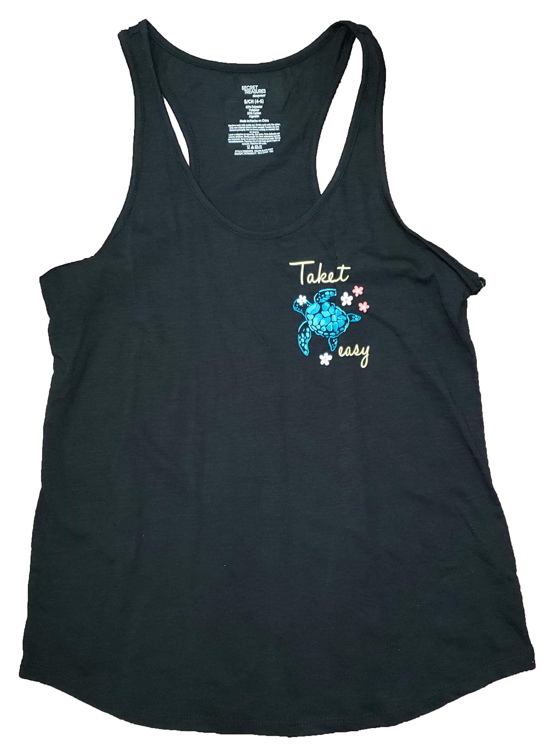 Secret Treasures Sea Turtle Taket Easy Black Knit Sleep Tank Top