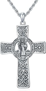 Crucifix Pendant Necklaces For Men Women Sterling Silver Cross Pendant With Stainless Steel Chain Religious Christian Jewelry Unisex Necklace For Father Christimas