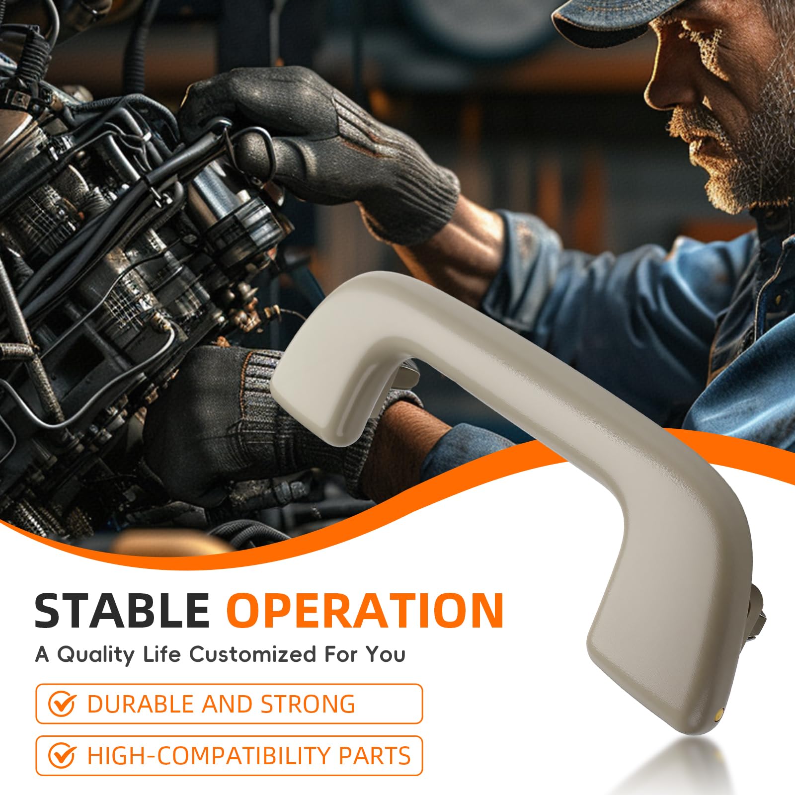 GoaMotors 74610-52020 Front Right Inner Roof Pull Handle Grab Grey Fit for Toyota Corolla Yaris Vios Rav4, Auto Interior Ceiling Handrail Without Hook