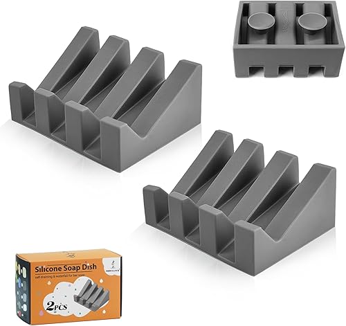 Miniatura 55 de Jabonera de silicona para barra de jabón para ducha, baño, bandeja de secado de cascada autodrenante, mantiene las barras de jabón limpias en seco