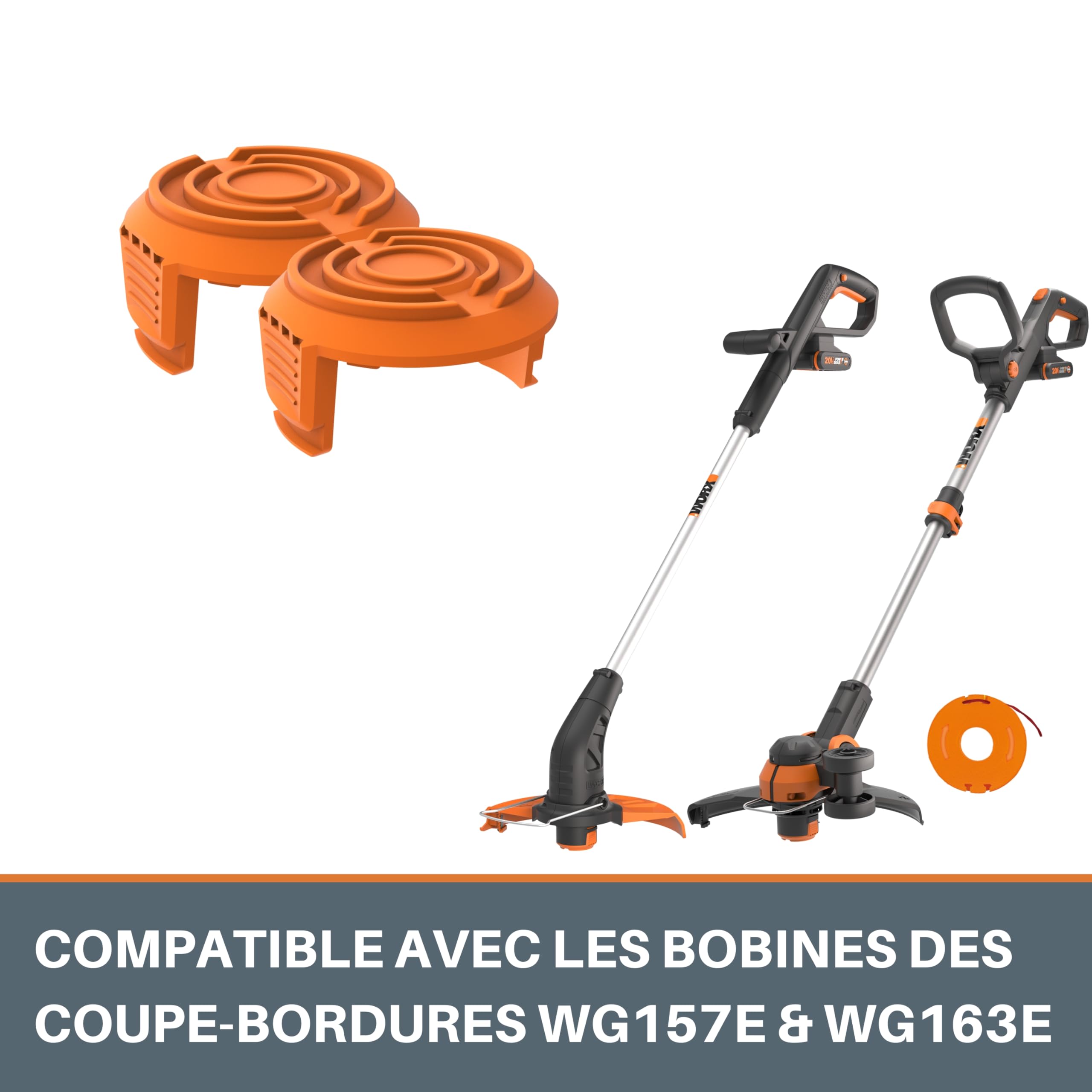XIJIANG 2 Pièces WA0004.1 Bobine Fil Couvercle De Compatible Avec Les Débroussailleuses Et Coupe-Bordures WORX 20V (2 Capot