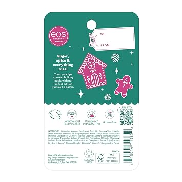 eos Holiday Lip Balm- Iced Gingerbread, Milk & Cookies, Limited-Edition Lip Care, Stocking Stuffers, Holiday Gift Ideas, 0.14 oz, 2-Pack