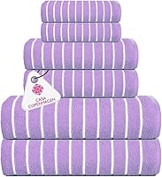 Vista 23 de CASA COPENHAGEN Solitaire - Juego de toallas de 6 piezas, color blanco brillante, 21.16 oz/m², 2 toallas de baño, 2 toallas de mano, 2 toallas