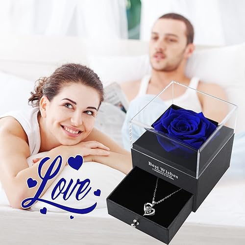 Miniatura 9 de Regalos de cumpleaños para el día de la madre para mamá y abuela flor preservada artesanal rosa de verdad collar con frase I Love You en 100 idiomas