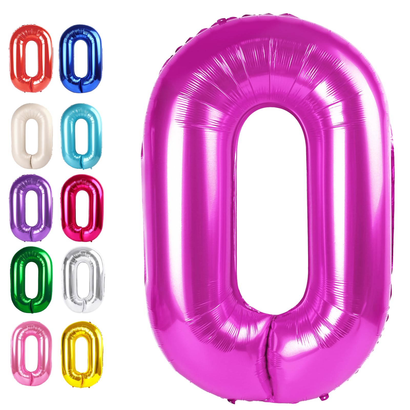 Rosy Purple 40 Inch 0 Number Balloons, 0 Decorations for 10 20 30 40 50 60 70 80 90 100 Birthday, 2026 Rosy Purple Foil Giant Birthday Graduations