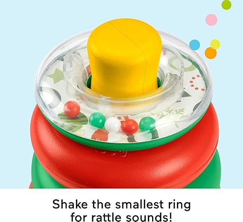 Miniatura 9 de Fisher-Price Juego de regalo de juguete para bebé con anillo de Rock-a-Stack y juego de primeros bloques para bebé embalaje sin frustraciones