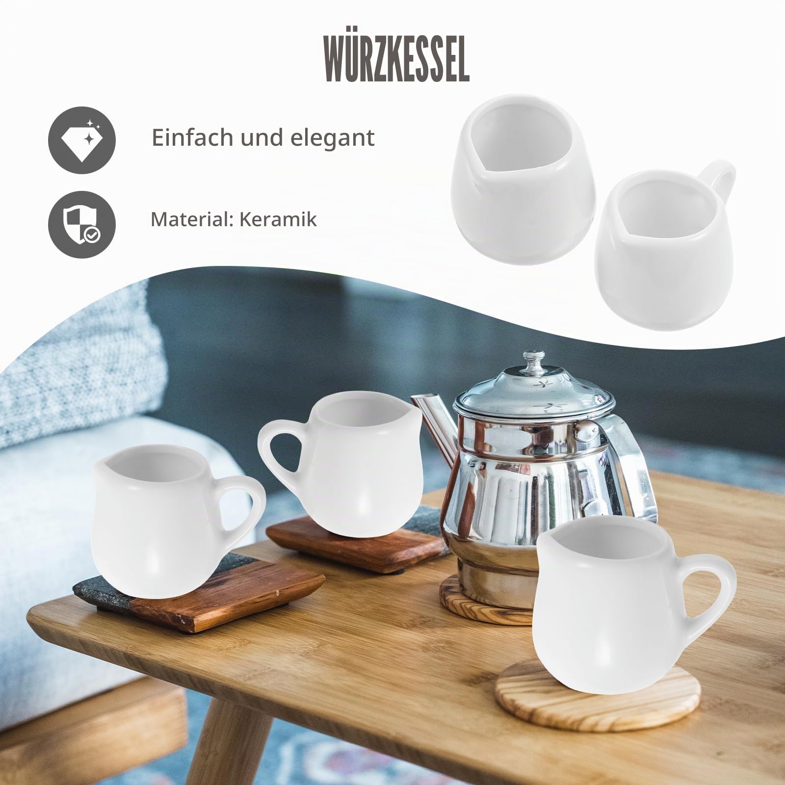 Housoutil Keramik Milchkännchen 6Er Set 4.80X4.30X4.10Cm 120Ml Saucenbecher Praktische Kleine Milchbecher Für Kaffee Milch Servieren Elegantes Design Für Küche Und Café