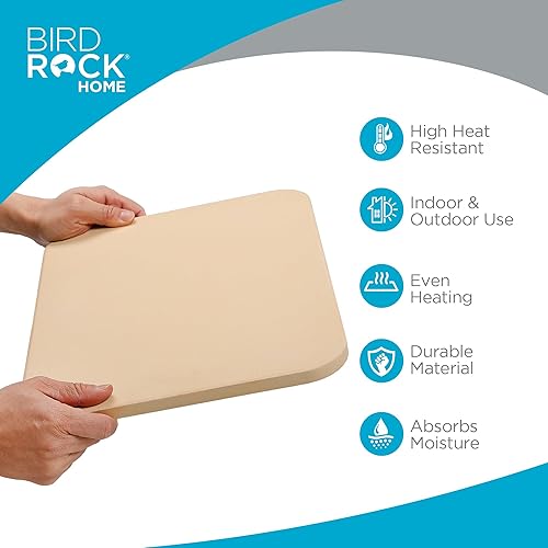 Miniatura 2 de BIRDROCK HOME Piedra para pizza para horno y parrilla, piedra rectangular de cordierita de 15 x 12 pulgadas para cocinar, pan, pastel, barbacoa,