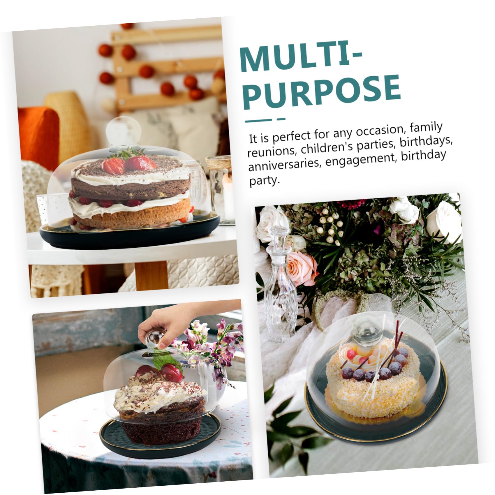 Toyvian 1 Set Plateau de Pâtisseries Couvercle Verre Céramique Élégant Pratique pour Anniversaires et Réunions Familiales